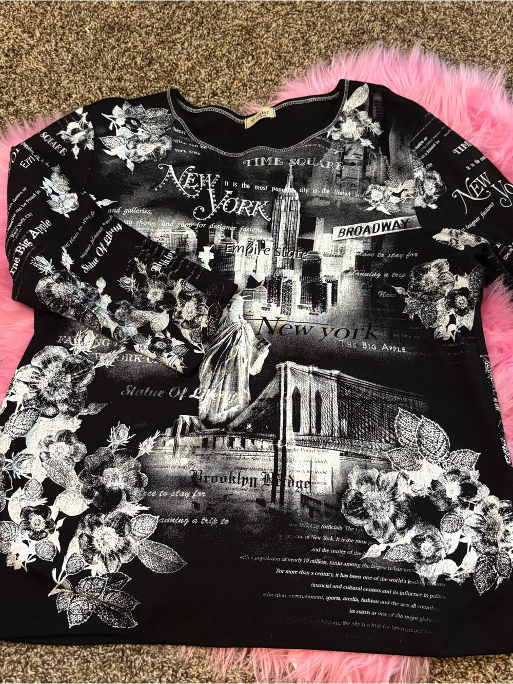 Cactus Y2K New York City Graphic Long Sleeve Top XL